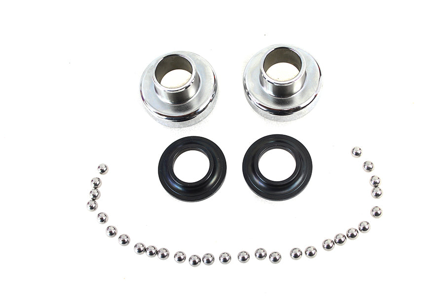 HARLEY Verchromtes komplettes Lenkkopflagerschalen-Kit passend für 1939-1952 WL, 1939-1957 G,