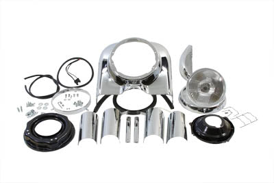 HARLEY 7 inch Headlamp Cowl Kit Chrome fits 1987-1992 FLHS,