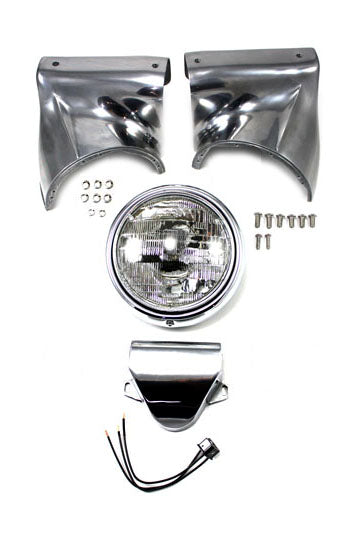 HARLEY 7 inch Headlamp Cowl Kit Polished fits 1960-1984 FL,