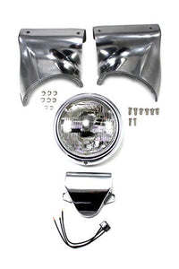 HARLEY 7 inch Headlamp Cowl Kit Polished Fits 1960-1984 FL,