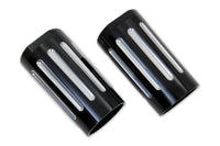 HARLEY Black Fork Slider Cover Set with Chrome Strip Fits 1949-1984 FL,   1980-2013 FLT,   1980-2013