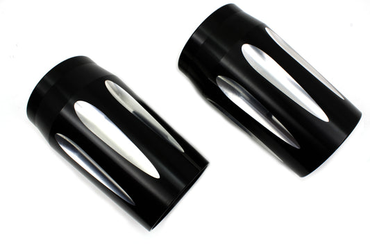 HARLEY Black Fork Slider Cover Set Fits 2014-UP FLT,