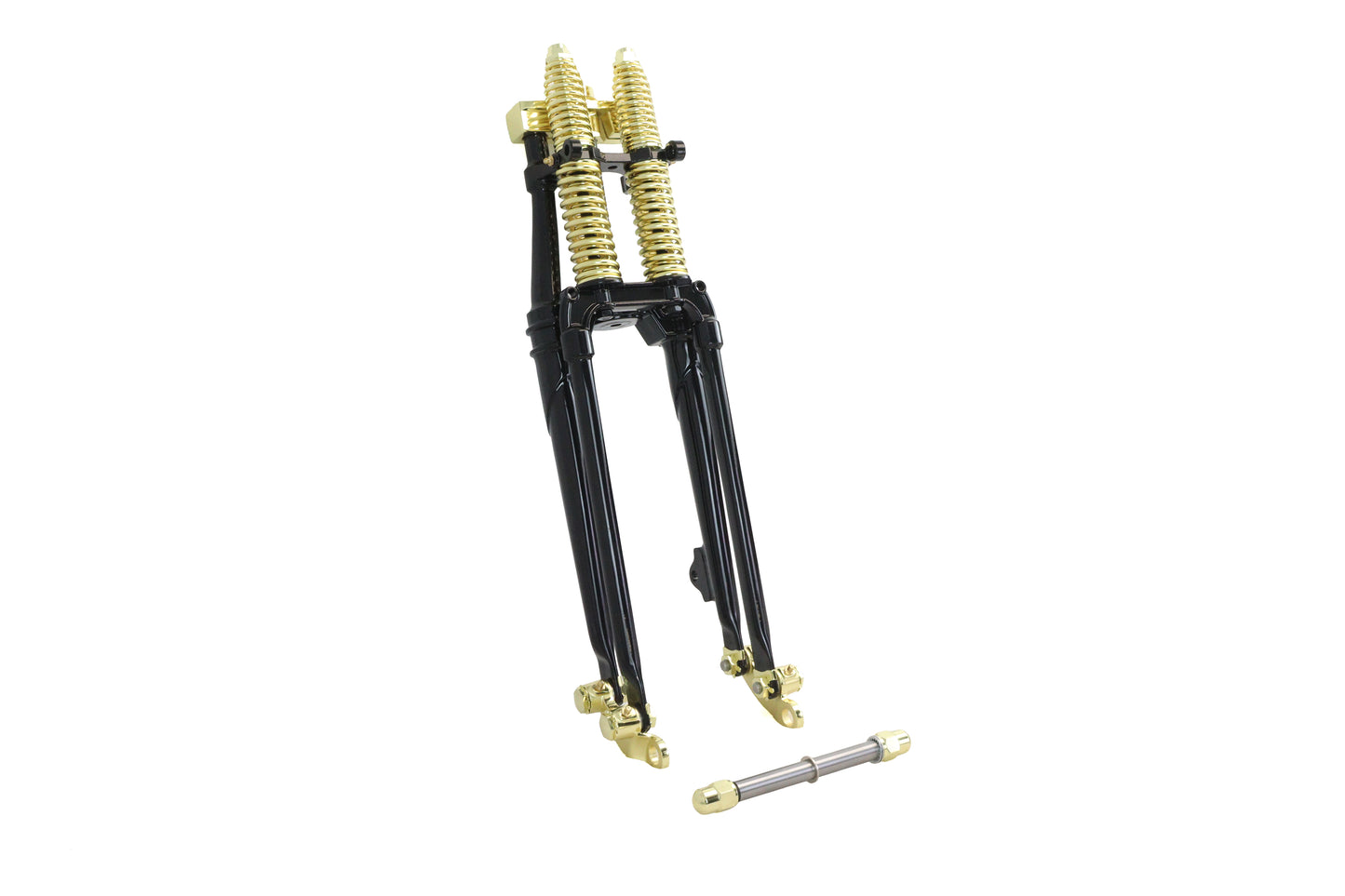 HARLEY 22 inch Spring Fork Kit Black with Brass Accents Fits 1941-1984 FL,   1936-1952 EL,   1970-19