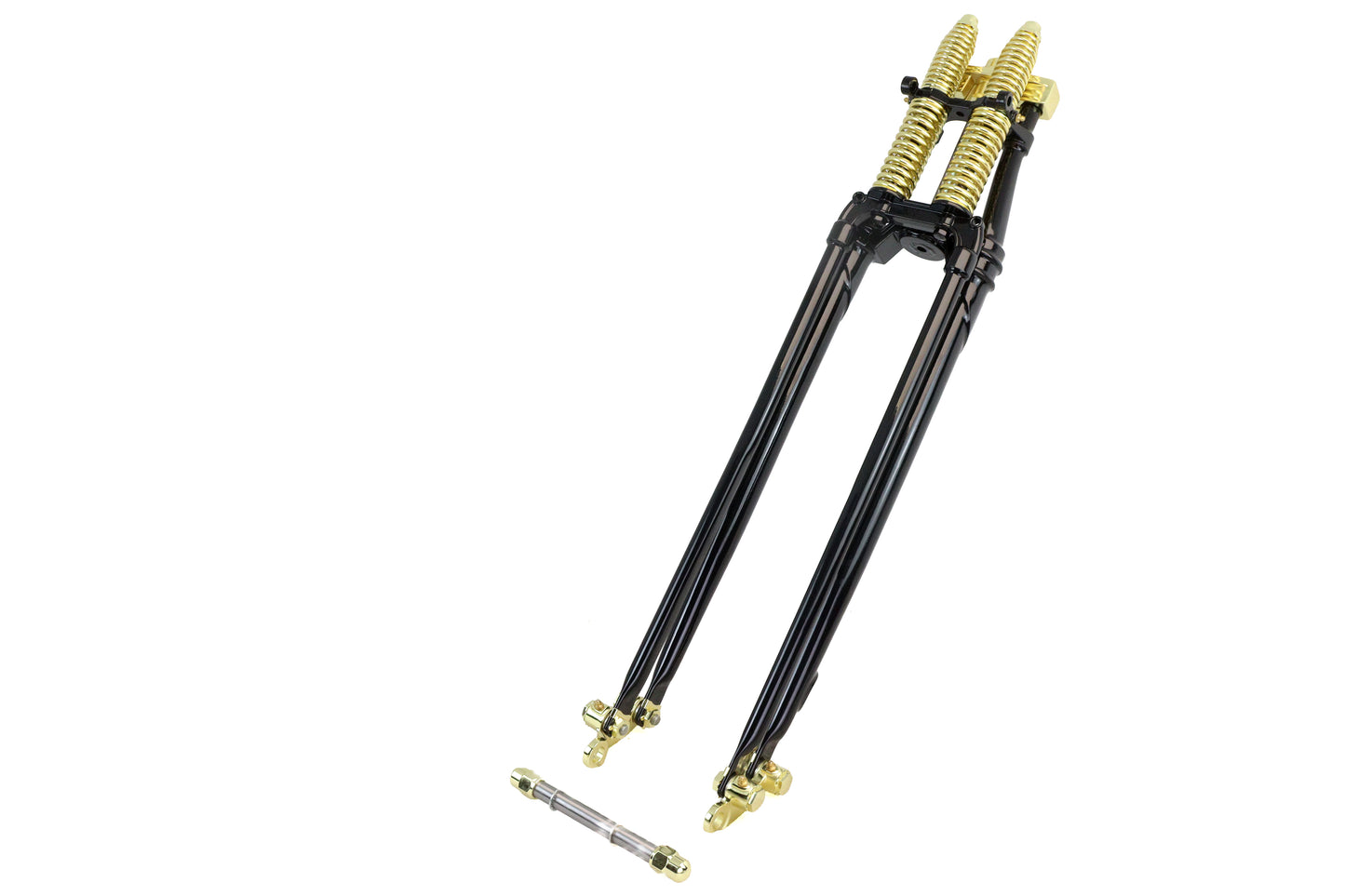 HARLEY 24 inch Spring Fork Kit Black with Brass Accents Fits 1941-1984 FL,   1936-1952 EL,   1970-19