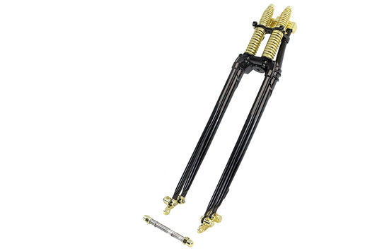 HARLEY 28 inch Spring Fork Kit Black with Brass Accents Fits 1941-1984 FL,   1936-1982 EL,   1970-19