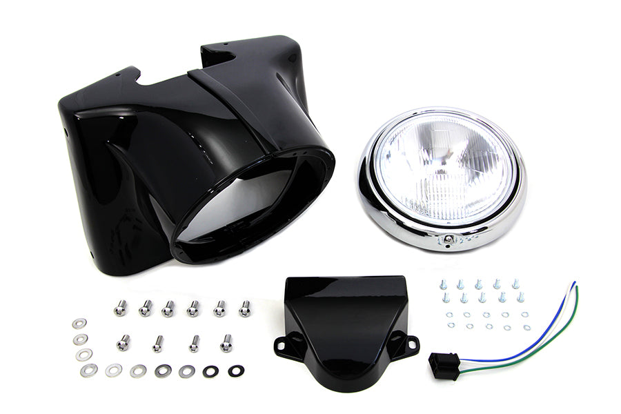 HARLEY 7 inch Headlamp Cowl Kit Black fits 1960-1984 FL,