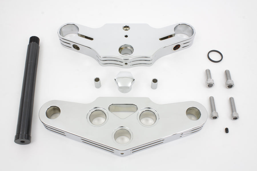 HARLEY 3° Ball Milled Triple Tree Set Chrome Fits 1949-1984 FLH,   1984-1999 FXST,   1986-1999 FLST,