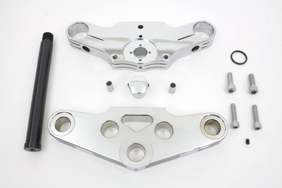 HARLEY 3° Ball Milled Triple Tree Set Chrome Fits 1949-1984 FLH,   1984-1999 FXST,   1986-1999 FLST,