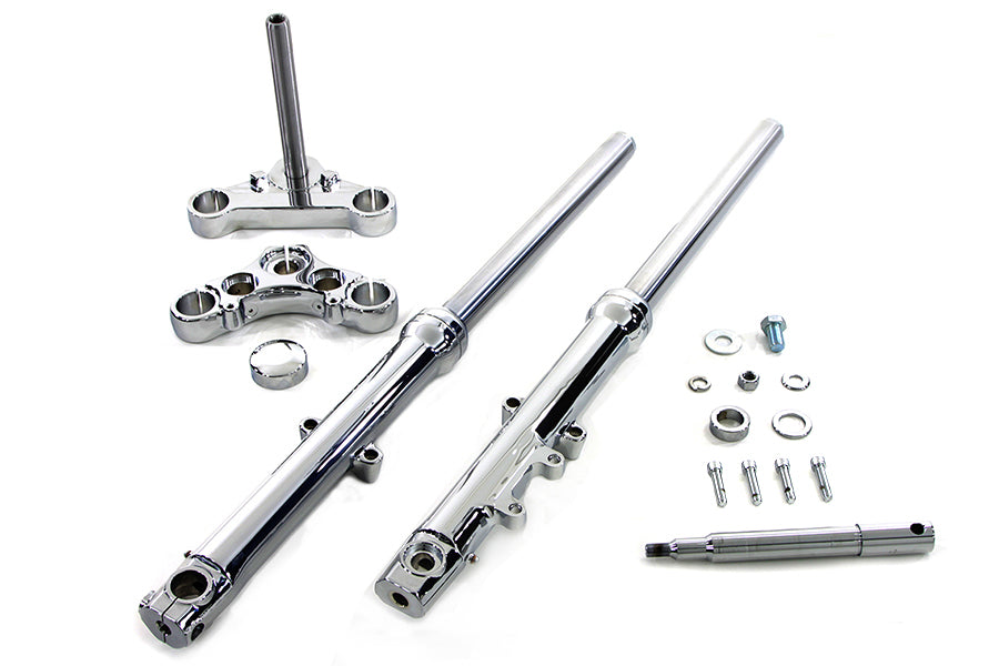 HARLEY 39mm Fork Assembly Chrome Single Disc with Chrome Sliders Fits 2004-2005 FXD,