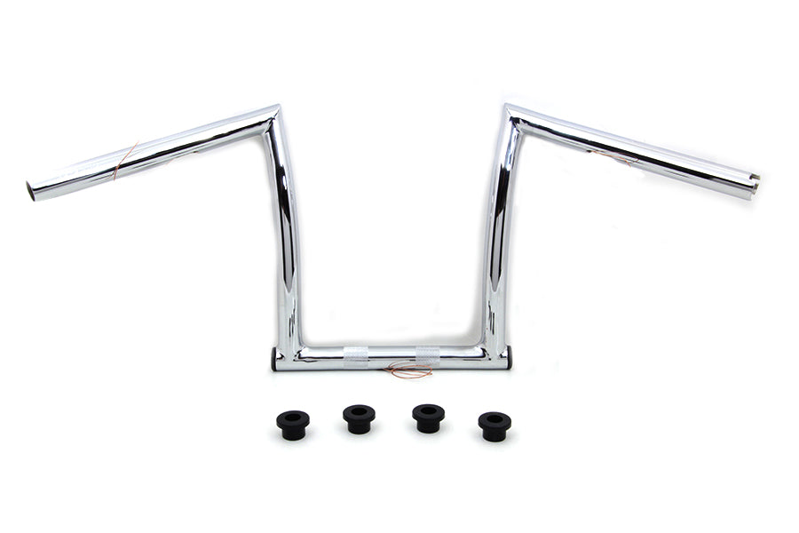 HARLEY 11 inch Chrome ChiZeled Z-Bar Handlebar with Indents fits 1980-UP XL,  1984-2017 FXST,  1980-UP FLT,  1980-UP FLT,