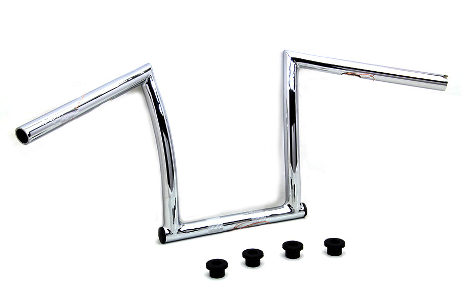 HARLEY 11 inch Chrome ChiZeled Z-Bar Handlebar with Indents fits 1980-UP XL,  1984-2017 FXST,  1980-UP FLT,  1980-UP FLT,