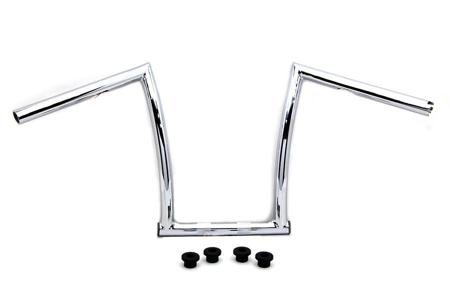 HARLEY 13 inch Chrome ChiZeled Z-Bar Handlebar with Indents fits 1980-UP XL,  1984-2017 FXST,  1980-UP FLT,  1980-UP FLT,