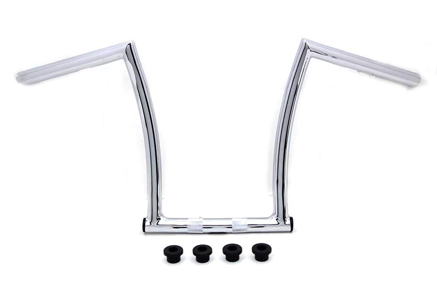 HARLEY 17 inch Chrome ChiZeled Z-Bar Handlebar with Indents fits 1980-UP XL,  1984-2017 FXST,  1980-UP FLT,  1980-UP FLT,