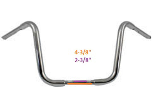 HARLEY 12-1/2 inch Buffalo Ape Hanger Handlebar with Indents Chrome fits 1982-1984 FL,  1982-1984 FX,  1982-UP XL,  1986-2017 FLST,  1984-2017 FXST,  1982-1994 FXR,  1982-1994 FXR,  1991-2017 FXD,  1982-2007 FLT,  1982-2007 FLT,