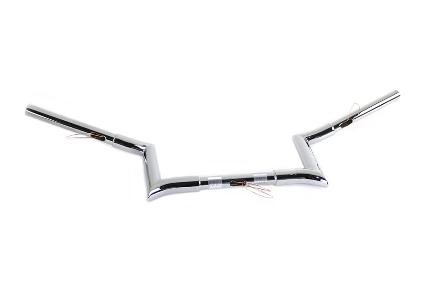 HARLEY 8 inch Chrome Z-Bar Handlebar with Indents fits 1982-1984 FL,  1982-1984 FX,  1985-UP XL,  1986-2017 FLST,  1984-2017 FXST,  1991-2017 FXD,  1984-1994 FXR,