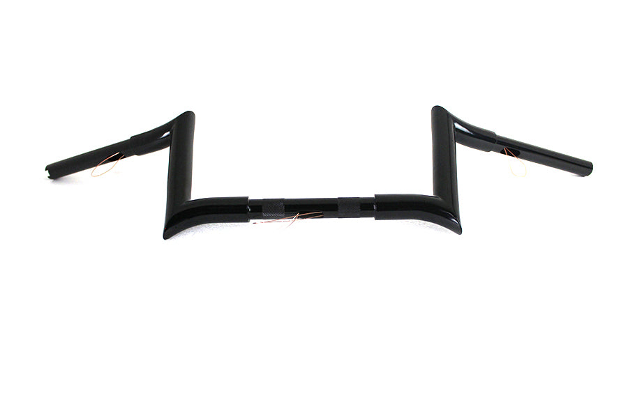 HARLEY 8 inch Black Z-Bar Handlebar with Indents fits 1982-1984 FL,  1982-1984 FX,  1985-UP XL,  1986-2017 FLST,  1984-2017 FXST,  1991-2017 FXD,  1984-1994 FXR,