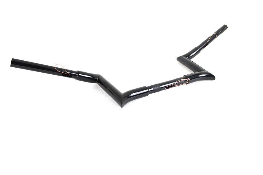 HARLEY 8 inch Black Z-Bar Handlebar with Indents fits 1982-1984 FL,  1982-1984 FX,  1985-UP XL,  1986-2017 FLST,  1984-2017 FXST,  1991-2017 FXD,  1984-1994 FXR,