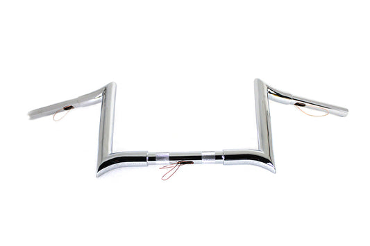 HARLEY 10 inch Chrome Z-Bar Handlebar with Indents fits 1982-1984 FL,  1982-1984 FX,  1985-UP XL,  1986-2017 FLST,  1984-2017 FXST,  1991-2017 FXD,  1984-1994 FXR,