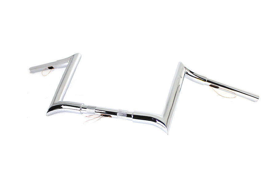 HARLEY 10 inch Chrome Z-Bar Handlebar with Indents fits 1982-1984 FL,  1982-1984 FX,  1985-UP XL,  1986-2017 FLST,  1984-2017 FXST,  1991-2017 FXD,  1984-1994 FXR,