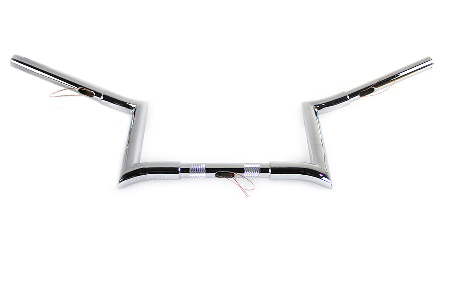 HARLEY 10 inch Chrome Z-Bar Handlebar with Indents fits 1982-1984 FL,  1982-1984 FX,  1985-UP XL,  1986-2017 FLST,  1984-2017 FXST,  1991-2017 FXD,  1984-1994 FXR,