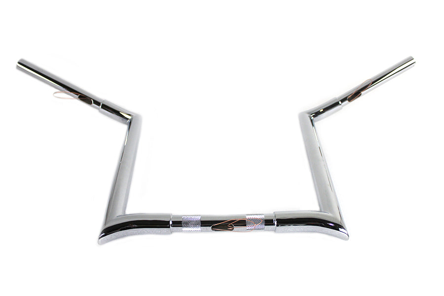 HARLEY 16 inch Chrome Z-Bar Handlebar with Indents fits 1982-1984 FL,  1982-1984 FX,  1985-UP XL,  1986-2017 FLST,  1984-2017 FXST,  1991-2017 FXD,  1984-1994 FXR,