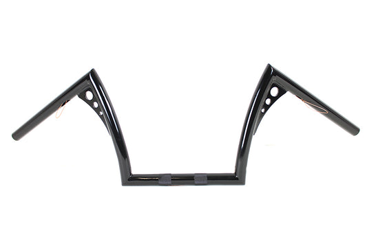 HARLEY 10 inch Z-Bar Handlebar with Wiring Indents and Holes Black fits 1982-1984 FL,  1982-1984 FX,  1982-UP XL,  1986-2017 FLST,  1984-2017 FXST,  1982-1994 FXR,  1982-1994 FXR,  1991-2017 FXD,