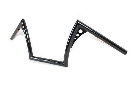 HARLEY 10 inch Z-Bar Handlebar with Wiring Indents and Holes Black fits 1982-1984 FL,  1982-1984 FX,  1982-UP XL,  1986-2017 FLST,  1984-2017 FXST,  1982-1994 FXR,  1982-1994 FXR,  1991-2017 FXD,