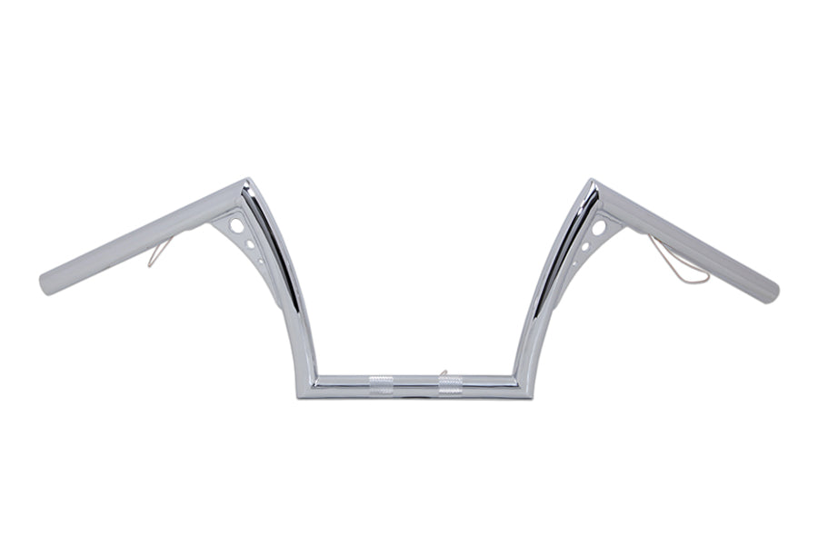 HARLEY 10 inch Z-Bar Handlebar with Wiring Indents and Holes Chrome fits 1982-1984 FL,  1982-1984 FX,  1982-UP XL,  1986-2017 FLST,  1984-2017 FXST,  1982-1994 FXR,  1982-1994 FXR,  1991-2017 FXD,