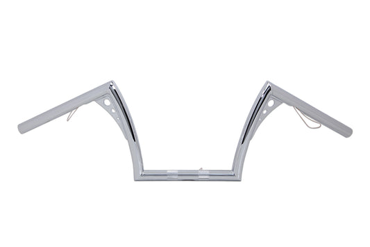 HARLEY 10 inch Z-Bar Handlebar with Wiring Indents and Holes Chrome fits 1982-1984 FL,  1982-1984 FX,  1982-UP XL,  1986-2017 FLST,  1984-2017 FXST,  1982-1994 FXR,  1982-1994 FXR,  1991-2017 FXD,