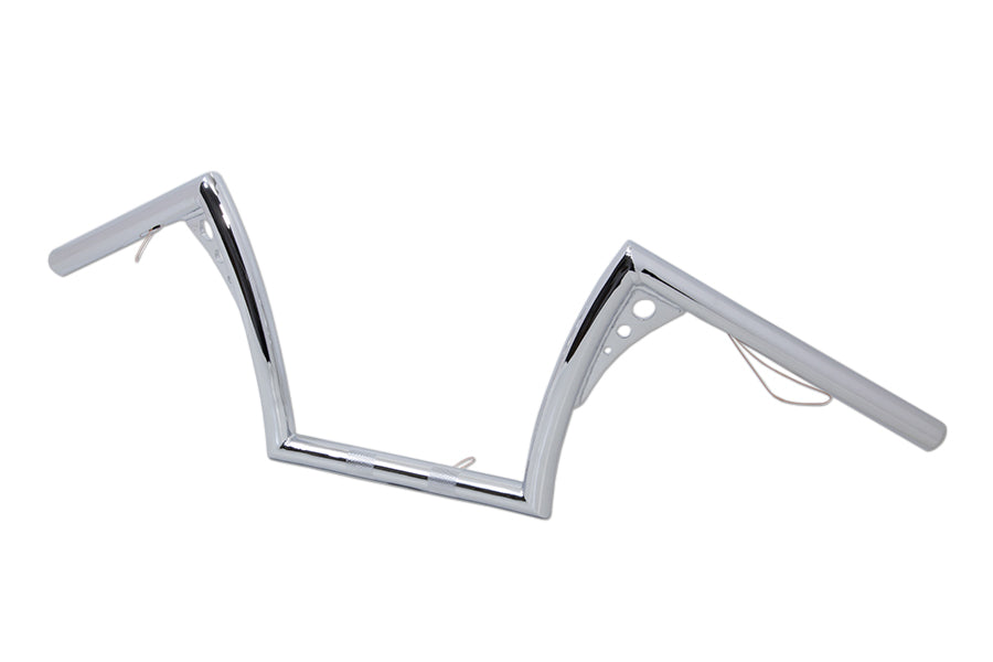 HARLEY 10 inch Z-Bar Handlebar with Wiring Indents and Holes Chrome fits 1982-1984 FL,  1982-1984 FX,  1982-UP XL,  1986-2017 FLST,  1984-2017 FXST,  1982-1994 FXR,  1982-1994 FXR,  1991-2017 FXD,