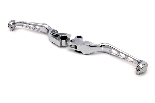 HARLEY Chrome Contour Drilled Hand Lever Set with Skull Ends Fits 1996-2003 XL,   1996-2017 FXD,   1
