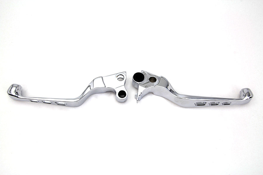 HARLEY Chrome Contour Drilled Hand Lever Set with Skull Ends Fits 1996-2003 XL,   1996-2017 FXD,   1