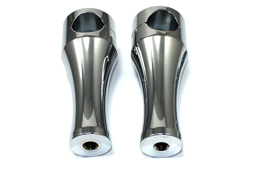 HARLEY 5 inch Solid Billet Chrome Riser Set fits 0-  Custom, application for 1-1/4 handlebars"