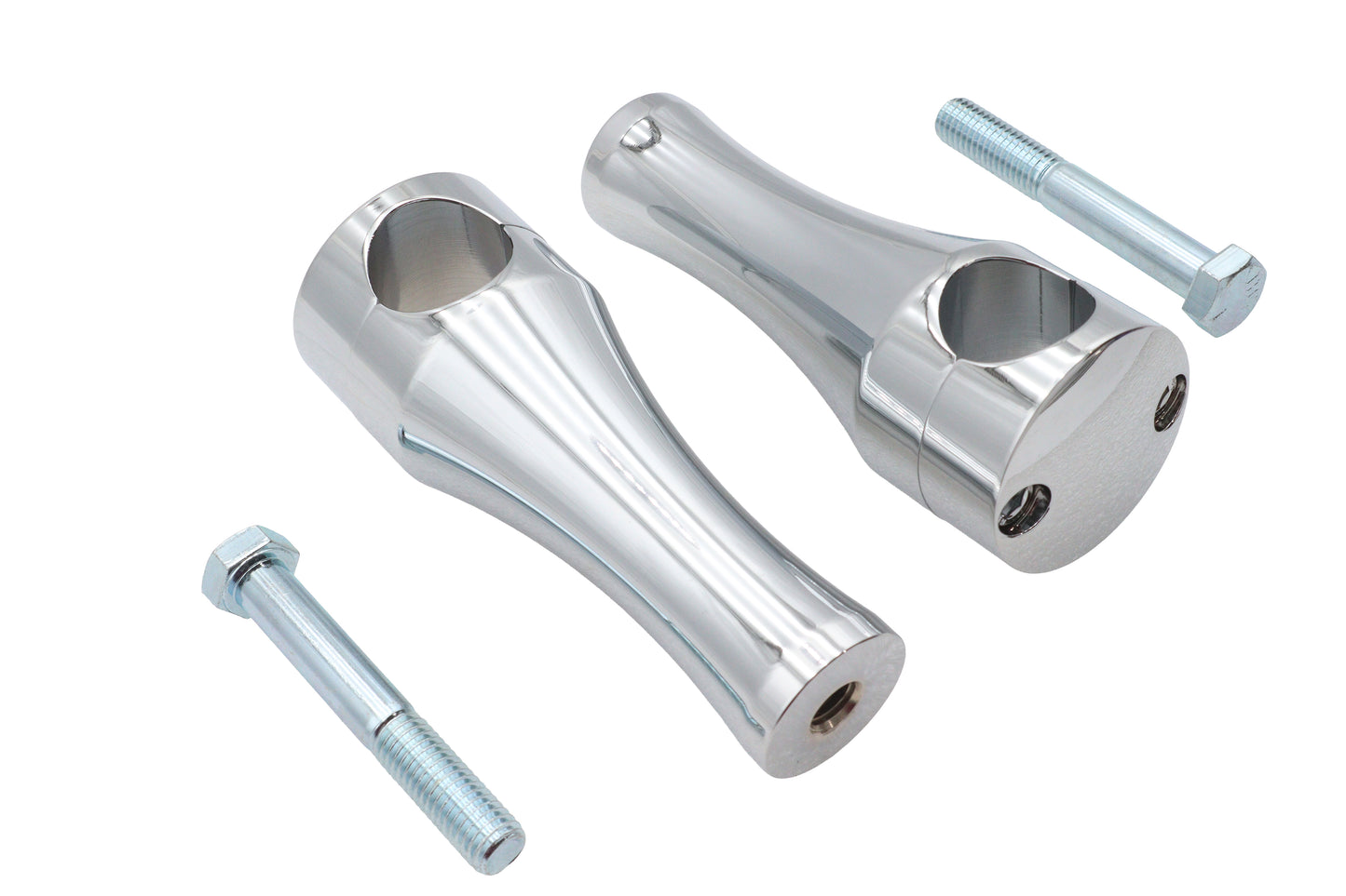 HARLEY 5 inch Solid Billet Chrome Riser Set Fits 0-  Custom, application for 1-1/4 handlebars"