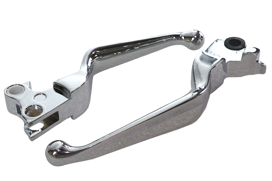 HARLEY Chrome V-Cut Hand Lever Set Fits 2008-2014 FLST,   2008-2014 FXST,   2008-2014 FXD,