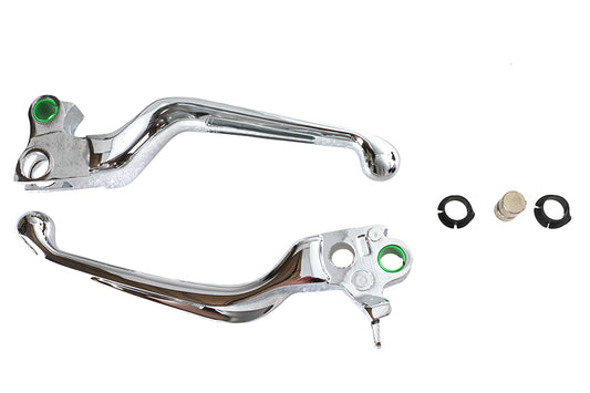 HARLEY Chrome Slotted Hand Lever Set Fits 2008-2014 FXST,   2008-2014 FLST,   2008-2014 FXD,