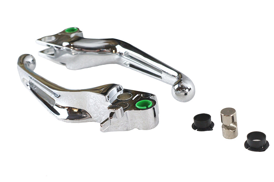 HARLEY Chrome Slotted Hand Lever Set Fits 2008-2014 FXST,   2008-2014 FLST,   2008-2014 FXD,