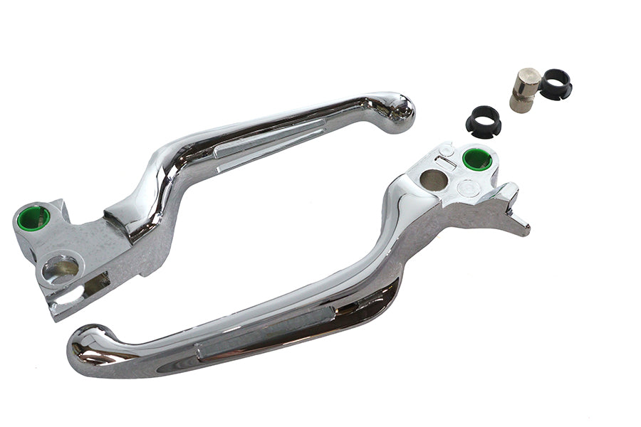 HARLEY Chrome Slotted Hand Lever Set Fits 2008-2014 FXST,   2008-2014 FLST,   2008-2014 FXD,