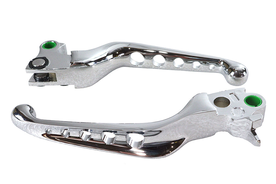 HARLEY Chrome Drilled Hand Lever Set Fits 1996-2007 FXST,   1996-2007 FLST,   1996-2007 FXD,   1996-