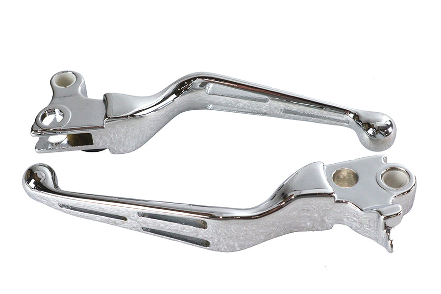 HARLEY Chrome Slotted Hand Lever Set Fits 1996-2007 FXST,   1996-2007 FLST,   1996-2007 FXD,   1996-