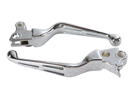 HARLEY Chrome Slotted Hand Lever Set Fits 1996-2007 FXST,   1996-2007 FLST,   1996-2007 FXD,   1996-