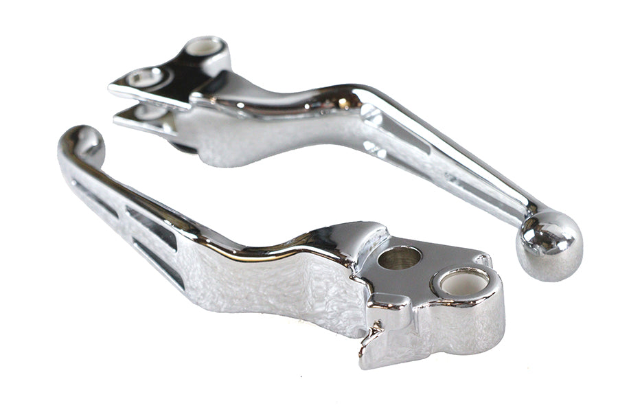 HARLEY Chrome Slotted Hand Lever Set Fits 1996-2007 FXST,   1996-2007 FLST,   1996-2007 FXD,   1996-