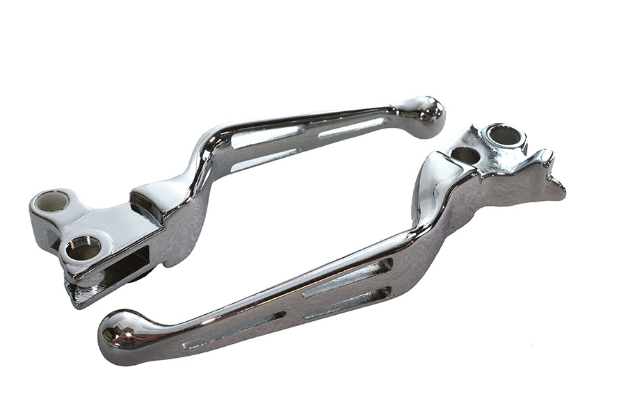 HARLEY Chrome Slotted Hand Lever Set Fits 1996-2007 FXST,   1996-2007 FLST,   1996-2007 FXD,   1996-
