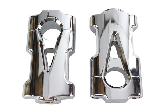 HARLEY V-Fire Chrome Flat Handlebar Riser Set with Contrast Cut Fits 0-  Custom, application