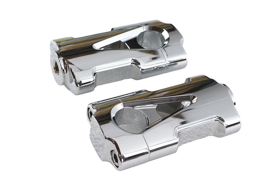 HARLEY V-Fire Chrome Flat Handlebar Riser Set with Contrast Cut Fits 0-  Custom, application