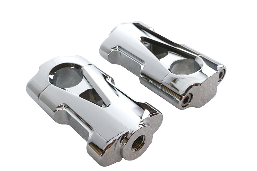 HARLEY V-Fire Chrome Flat Handlebar Riser Set with Contrast Cut Fits 0-  Custom, application