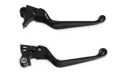 HARLEY Black V-Cut Hand Lever Set Fits 1996-2007 FLST,   1996-2007 FXST,   1996-2007 FXD,   1996-200