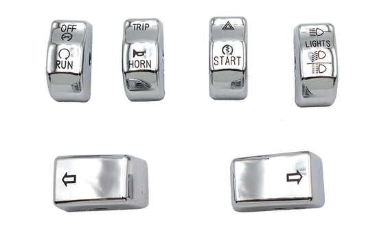 HARLEY Handlebar Switch Cap Set Chrome Fits 2012-2017 FXD,   2011-UP FXST,   2011-UP FLST, Except FL