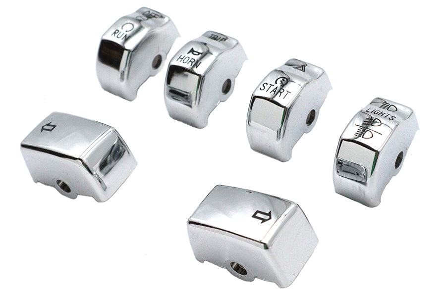 HARLEY Handlebar Switch Cap Set Chrome Fits 2012-2017 FXD,   2011-UP FXST,   2011-UP FLST, Except FL