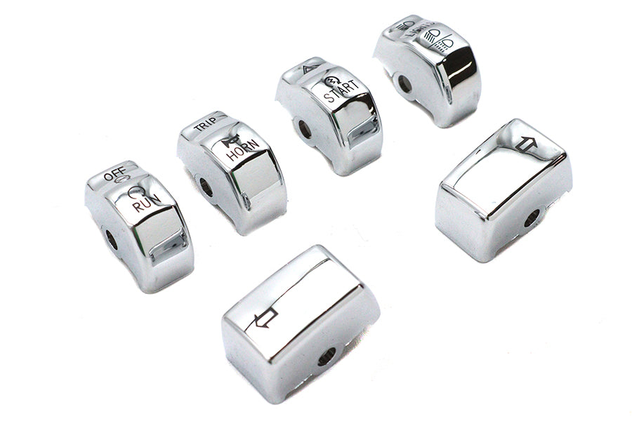 HARLEY Handlebar Switch Cap Set Chrome Fits 2012-2017 FXD,   2011-UP FXST,   2011-UP FLST, Except FL